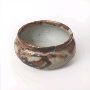 Studio Art Pottery Bowl Glazed Pottery Earth Colors Signed Artist Hand Made